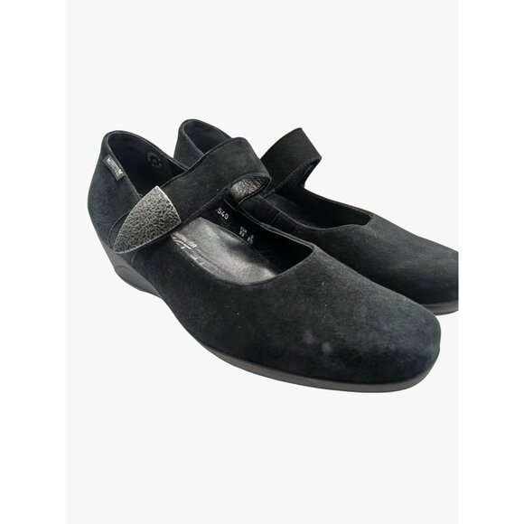 Mephisto Kimona Black Suede Mary Jane Wedge Shoes Womens Size 8.5 Adjustable - Picture 4 of 15